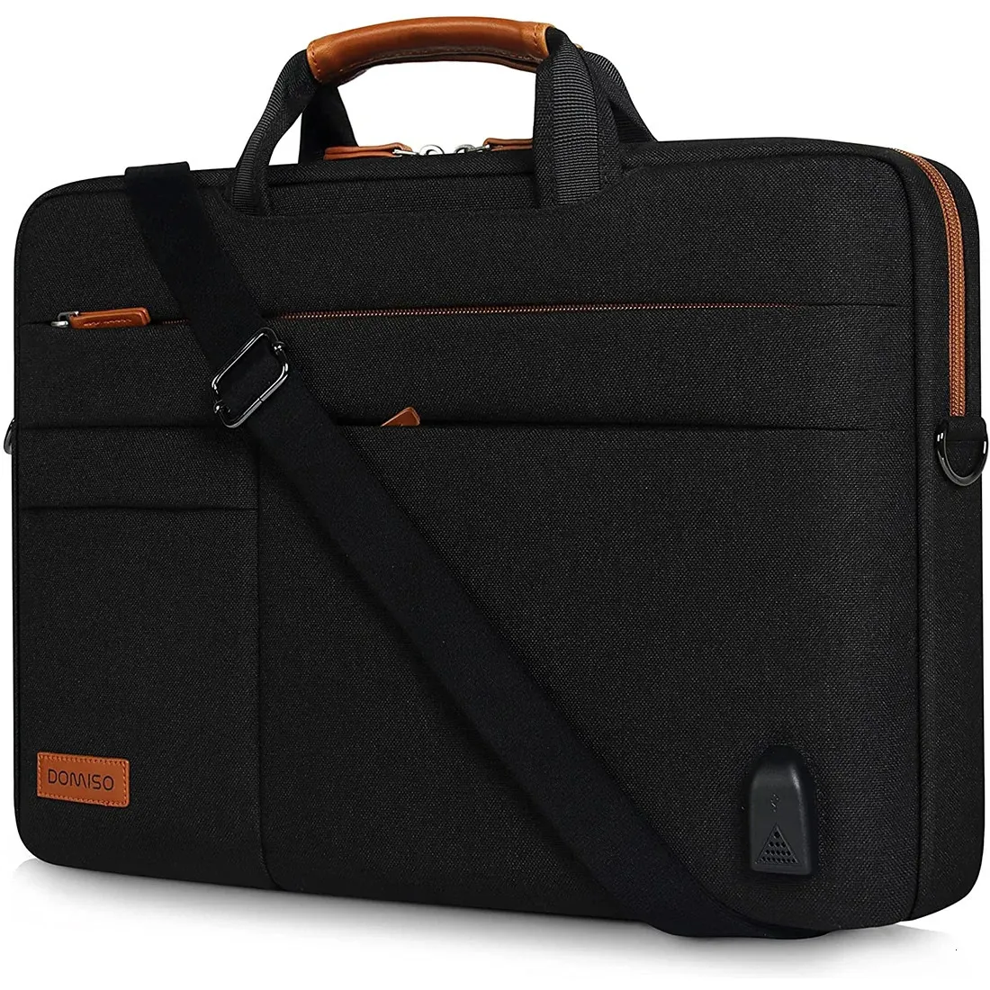 DOMISO 1415617 Zoll verdickte multifunktionale Laptop-Hülle Aktentasche Messenger Bag mit USB-Ladeanschluss 240104