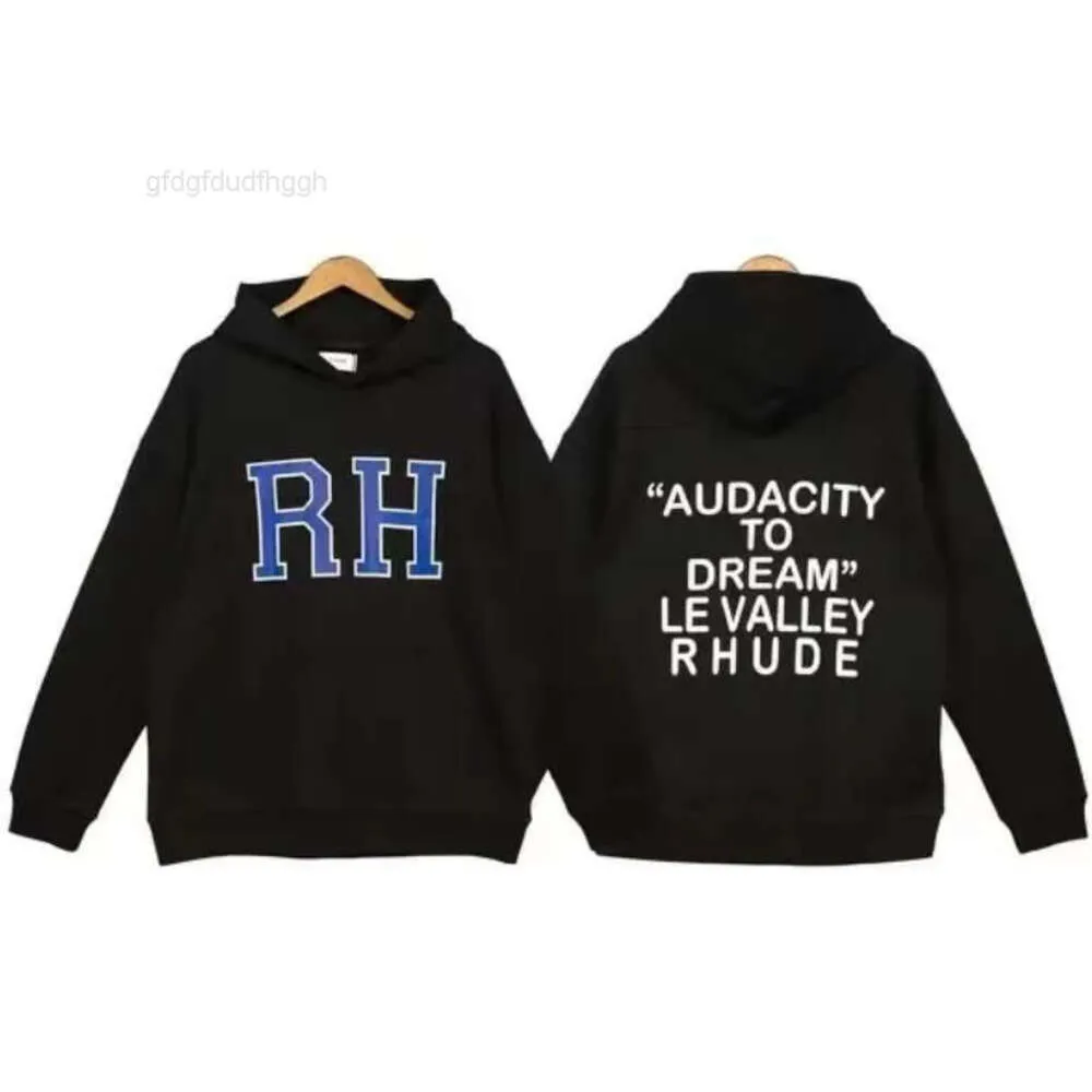 QVM4 Designer Merk Rhude Hoodies Heren Bedrukte Pullover Ronde hals Hoodie met lange mouwen High Street Hip Hap Treetwear Rhude Hoody Oversize Tops voor heren en dames