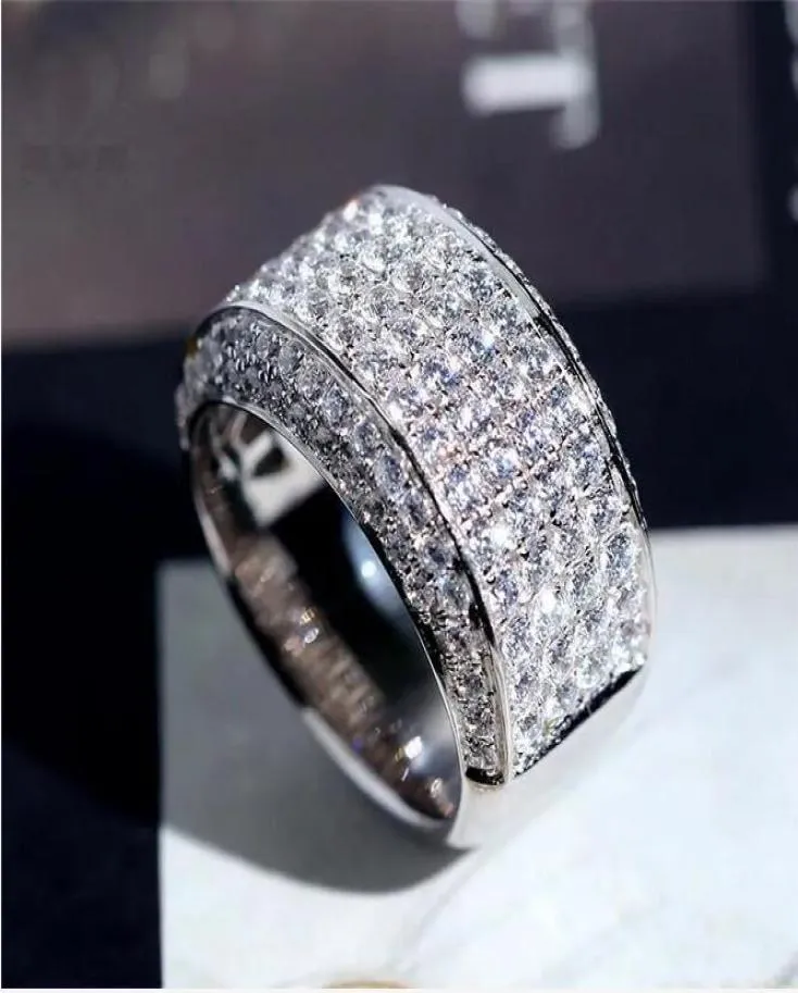 2021 Hip Hop Pedras Iced Out Micro Pave CZ Stone Tennis Ring Homens Mulheres Charme Luxo Com Pedras LateraisJóias Cristal Zircão Diamante4259499