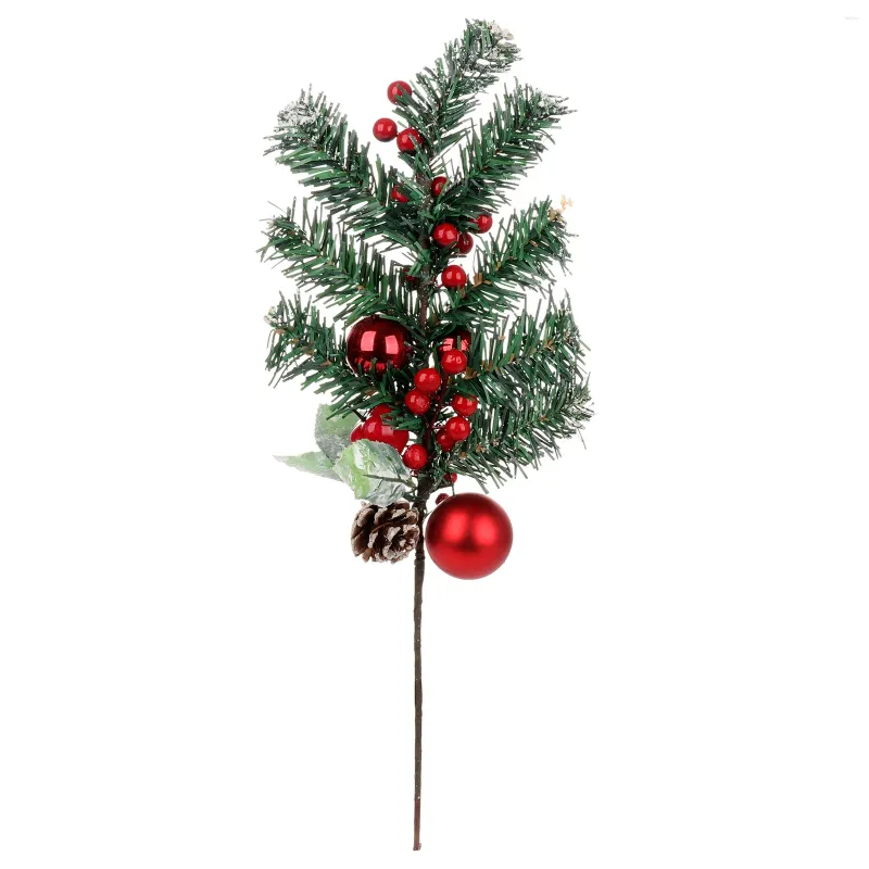 Decorative Flowers Red Berry Stems Artificial Pine Picks For Christmas Tree Decorations Flower Arrangements