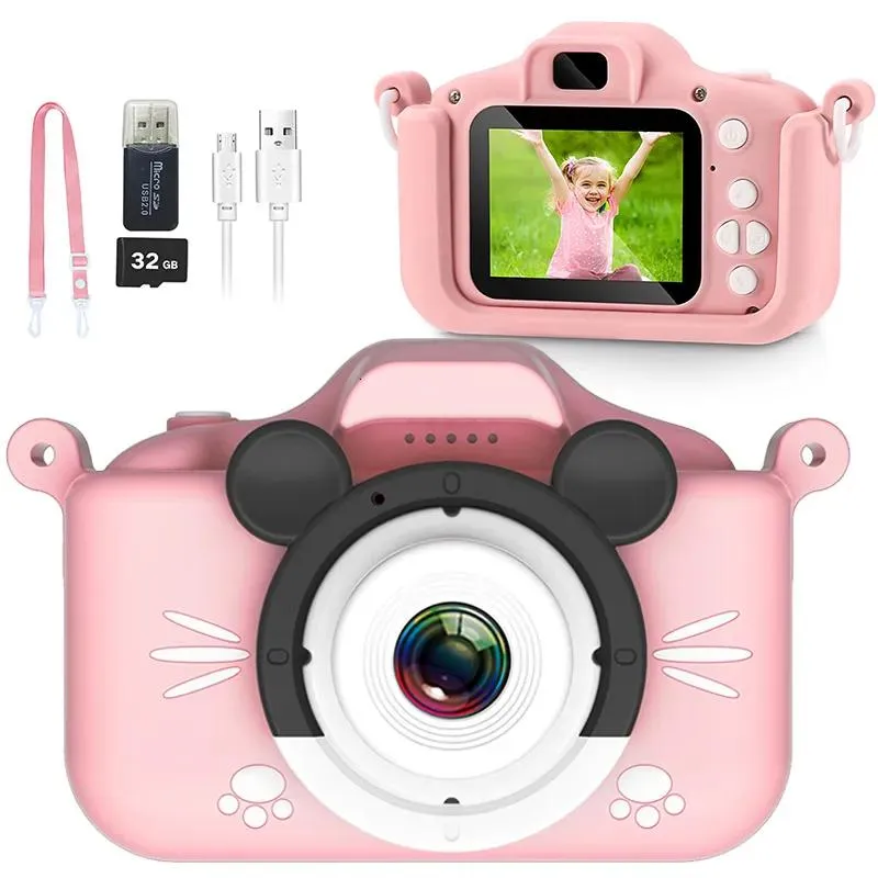 Kameralar Oyuncak Kameralar Çocuk Kamera Oyuncakları 2000W Pixel HD Dijital Video Mini SLR Selfie Oyunu Çocuklar İçin Eğitim Noel Doğum Günü Hediyeleri 2