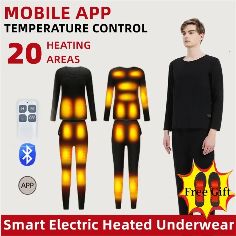 Kış ısıtma iç çamaşırı kıyafeti usb pille güçlendirilmiş elektrikli ısıtmalı üst pantolon akıllı kontrol sıcaklığı termal iç çamaşırı seti 240103
