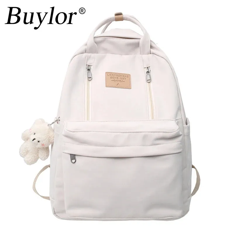Buylor Laptop Women Backpacks for College Student Shoulder Bags Double Zipper School Backpack Teenager Girls Cute Schoolbags 240103