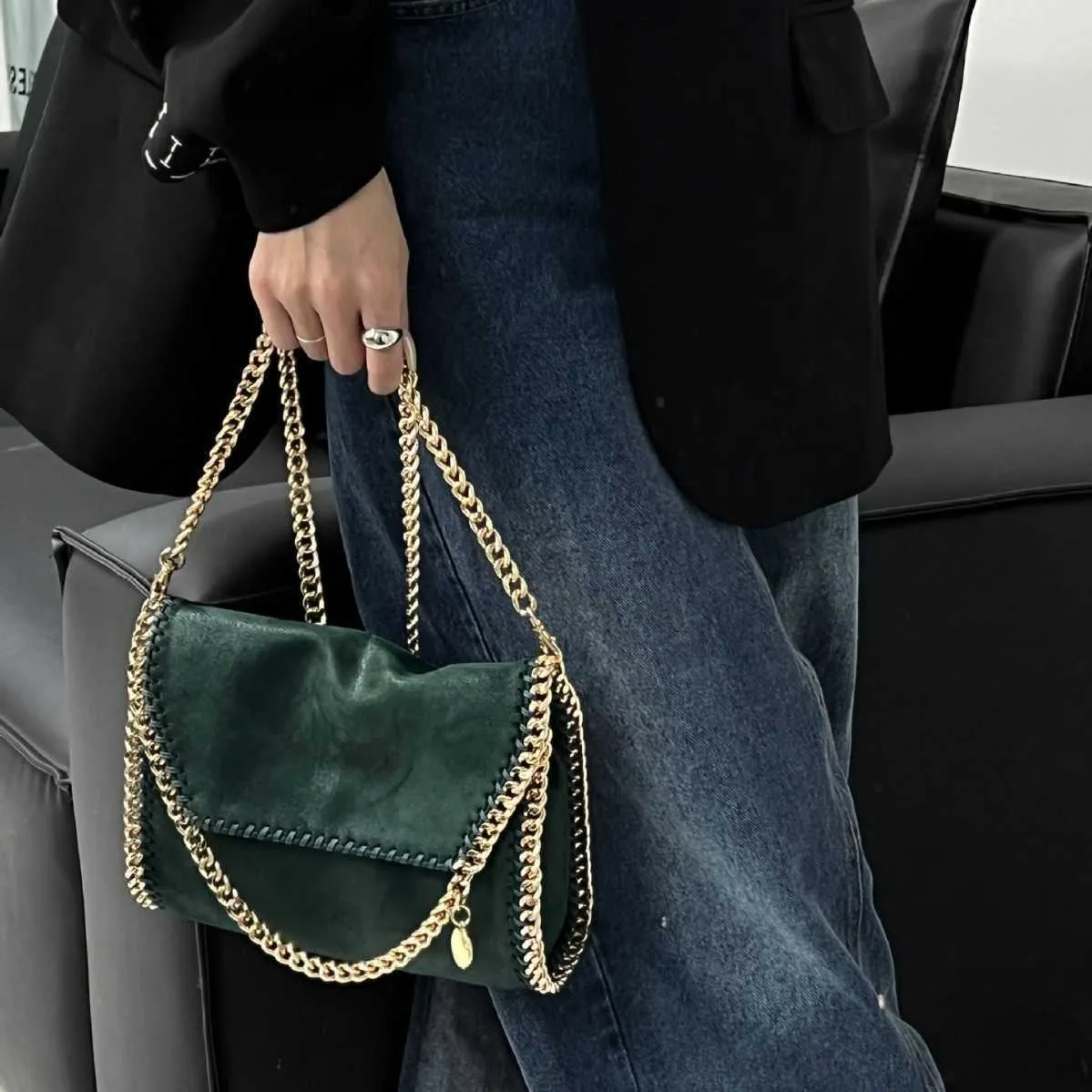 Stella Mccartney Bolsa De Ombro Clássico Falabella Corrente De Ouro Hobo Bolsa Diagonal Straddle Designer Crossbody Bags Bolsa De Luxo 240104