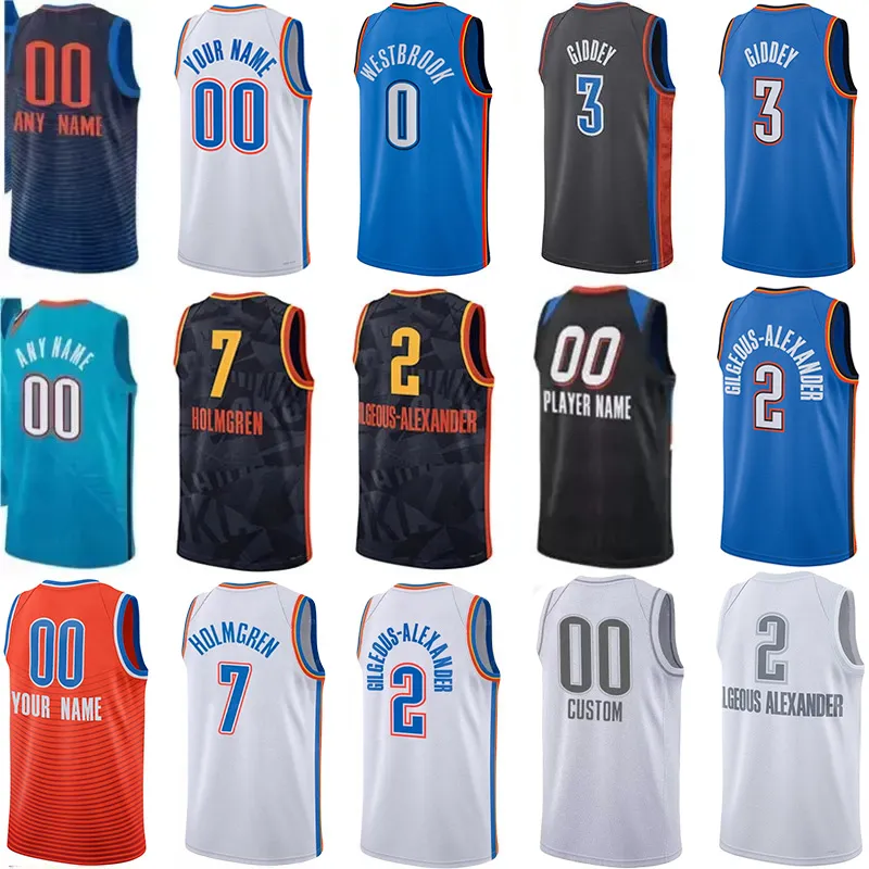 City Basketball Jerseys OKC Thunders Shai Gilgeous Alexander Chet Holmgren Josh Giddey Jersey Jalen Williams Luguentz Dort Russell Westbrook Kevin Durant Men