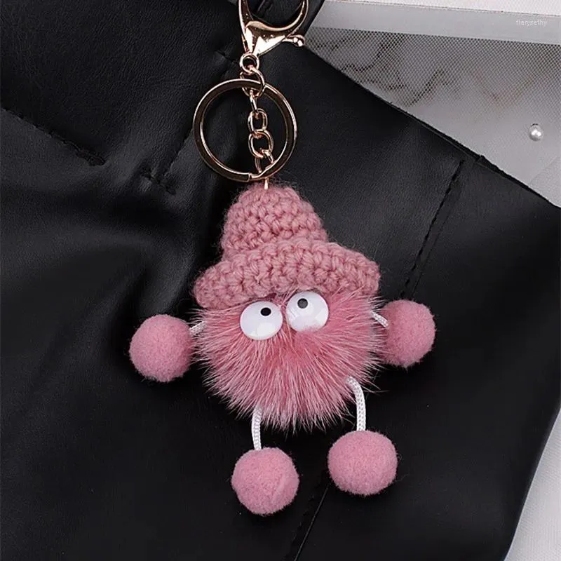 مفاتيح مفاتيح Cute Doll Backpack Designer DIY Keychain Mini Animal Toy Keyring Pompom Fur Bag Bag Associor