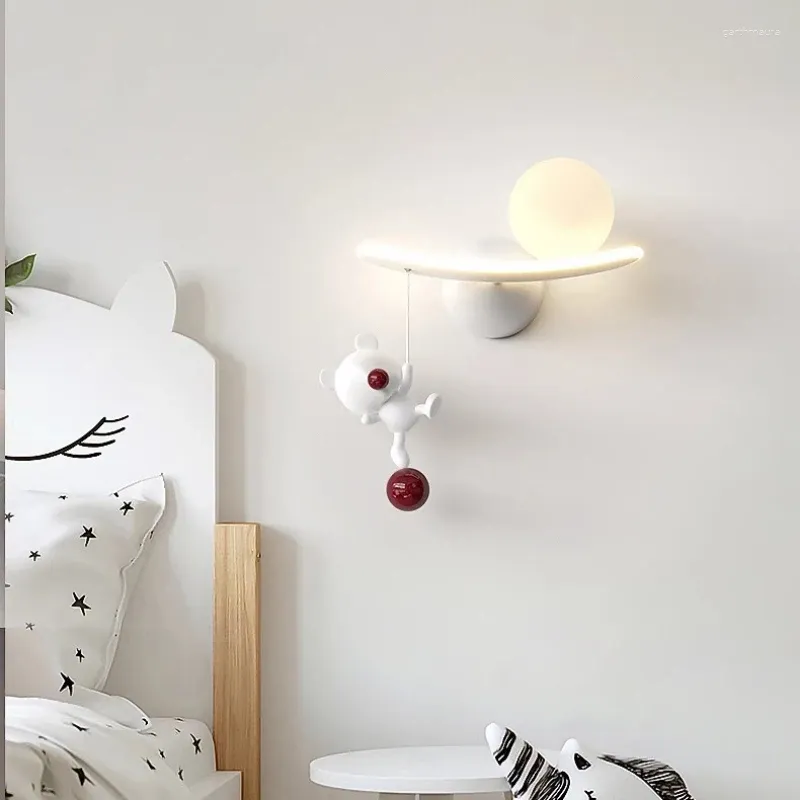 Lampes murales modernes pour chambre d'enfant, lampe de chevet blanche mignonne, lampe nordique simple et chaude pour chambre d'enfant, petite fille et garçon