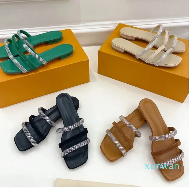 Kvinnor Designers Appeal Mule Flat Heel Slide Slippers Pool Comfort Sandaler Lady Leather Mules Summer Casual Högkvalitativ