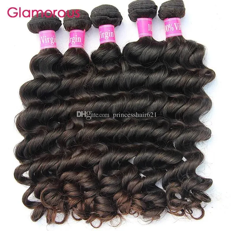 Wefts Glamorous Brasilian Hair Weft Natural Wave Hair Weaving 6 Bunds 8 tum till 34 tum god kvalitet original malaysisk peruansk indian