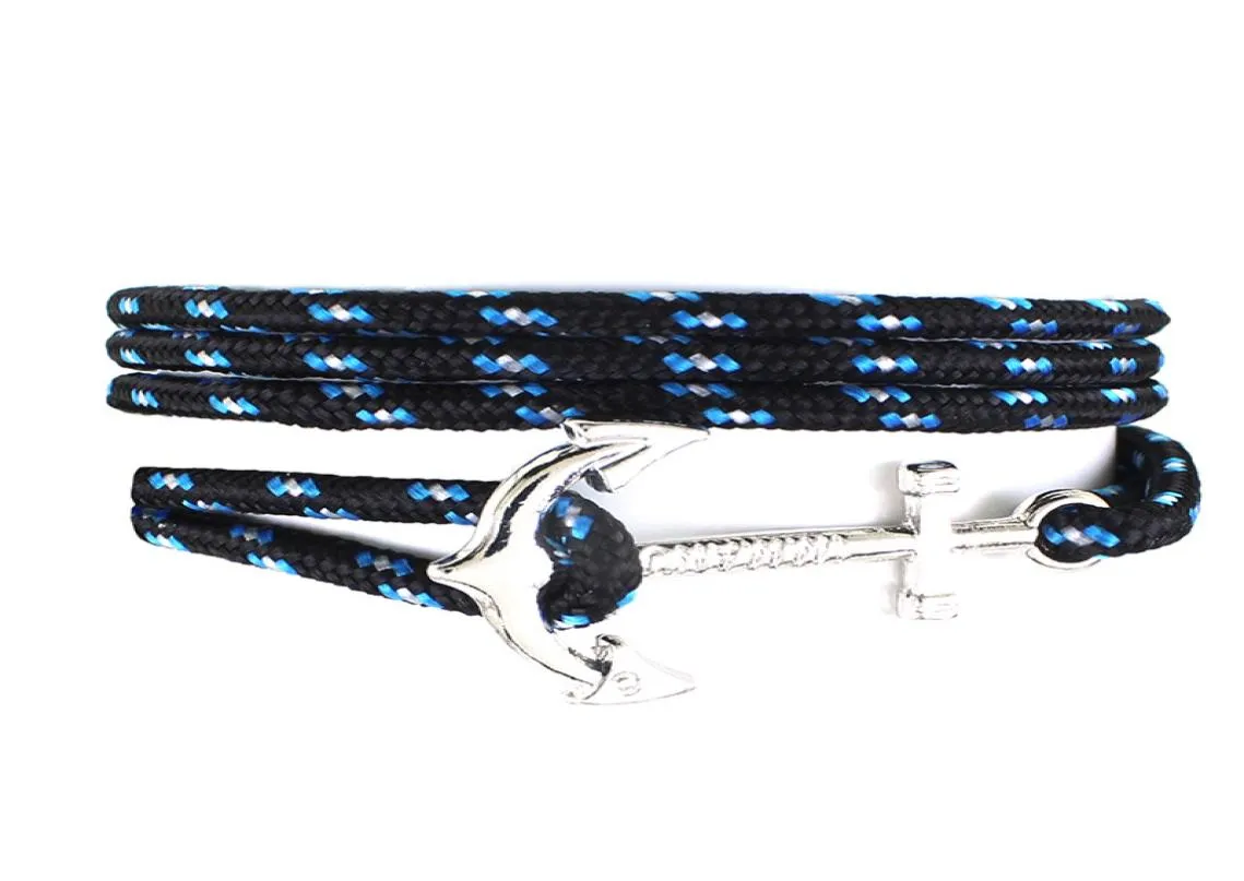 Moda nova prata âncora envoltório pulseira feminina multicamadas paracord corda pulseira para homens esperança amizade pulseiras jóias presente who7745837