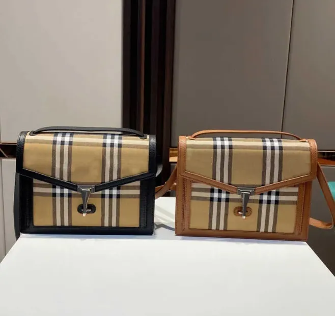 Klassisk vintage messenger axelväska handväska handväska rutiga sömmar crossbody väskor äkta läder högkvalitativa handväskor kvinnor plånböcker