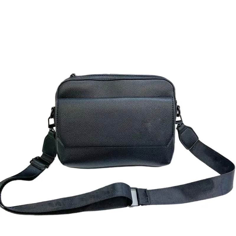 Designer de luxo feminino bolsa de mensageiro de couro preto