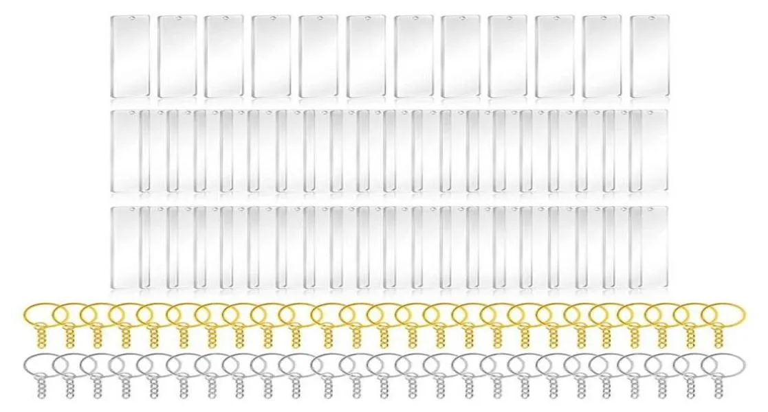 Anahtarlıklar 150pcs Akrilik Anahtarlık Boşluğu ile Halkalar için Boş, Temiz Anahtar Zincirler Dikdörtgen Boşluklar DIY El Sanatları ve Project7037857