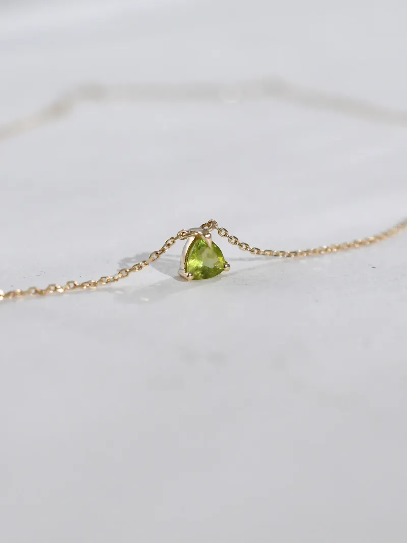 Pingentes originais 925 prata esterlina 14k ouro triângulo verde zircão pingente colares para mulheres jóias de casamento dinheiro jóias