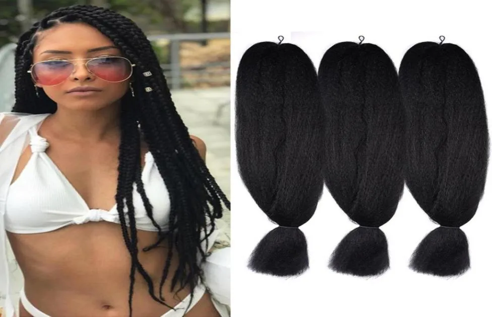 Whole 3 PcsLot 48inch 80g Jumbo Braiding Black Color Kanekalon Synthetic Braiding Hair Extensions Fiber for 9299842