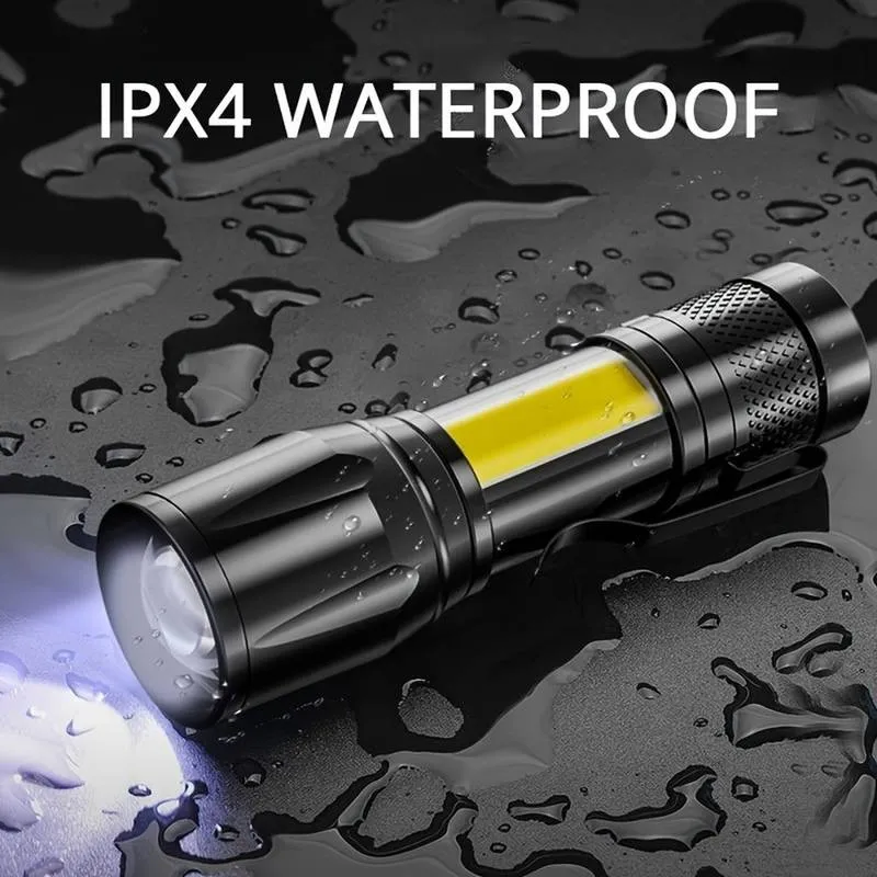 1pc Mini Torch With Clip, LED Rechargeable Flashlight, Portable USB Charging Waterproof Zoomable Flashlight For Camping, Fishing, Cycling, Hiking, Emergency Lighting