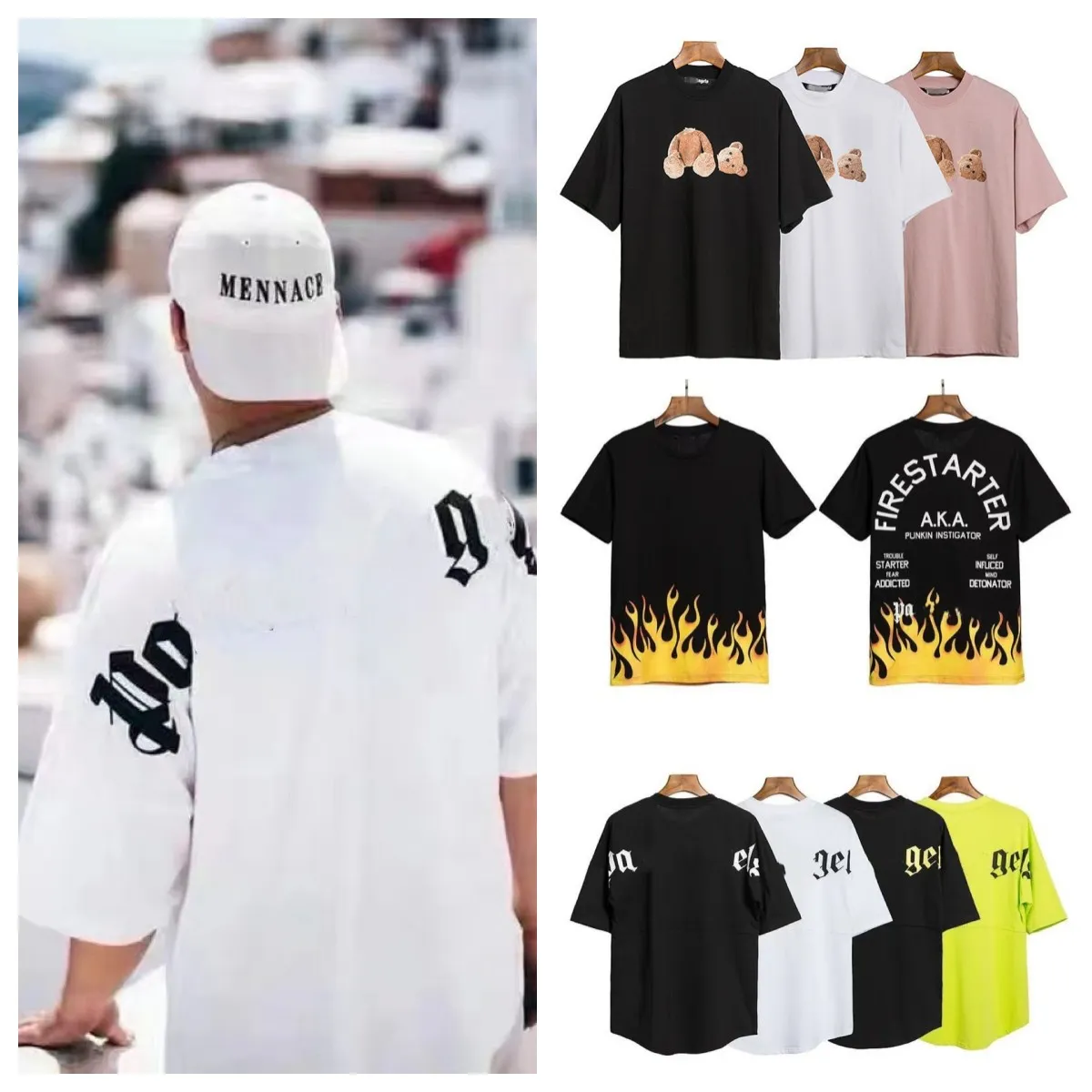 Palm Anglesdesigner T-shirt Brand Kleding Shirt Achterschuim Graffitikrief Katoen Korte Mouw Spring/Summer Fashion Heren en Dames