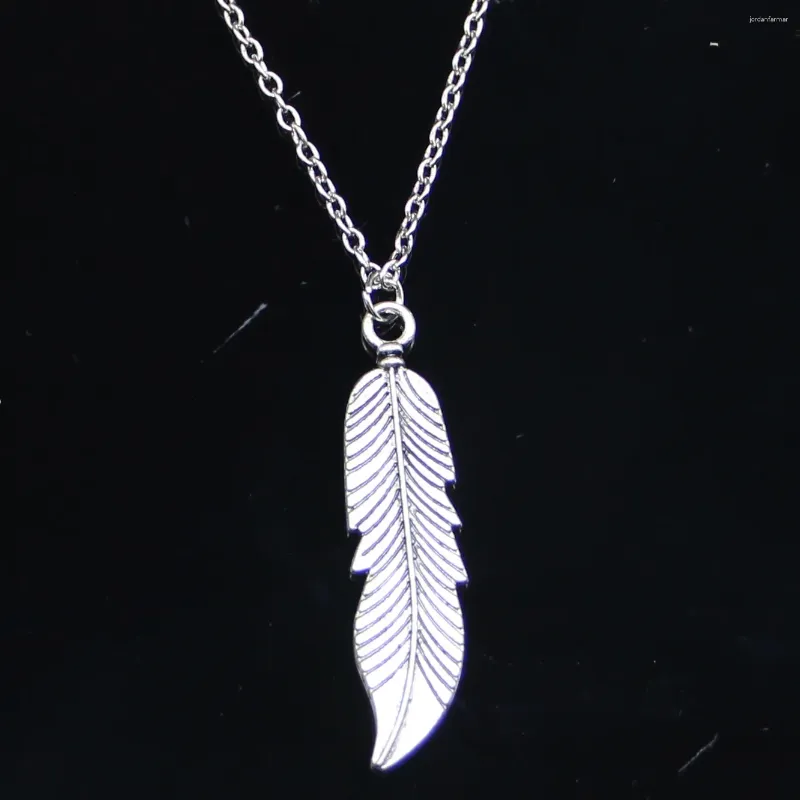 Chains 20pcs Fashion Necklace 45x11mm Feathers Tree Leaf Pendants Short Long Women Men Colar Gift Jewelry Choker