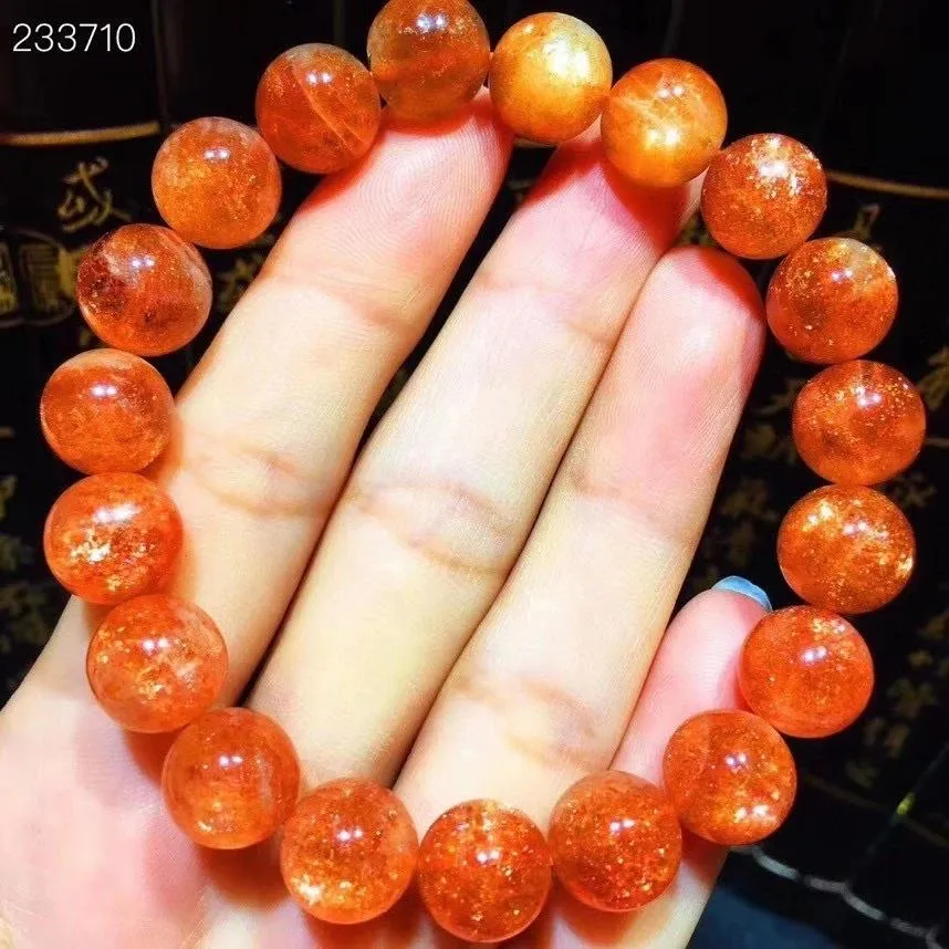 Bracelet Naturel Arusha Orange Fraise Quartz Sunstone Bracelet Clair Rectangle Perles 10.8mm Cristal Femmes Hommes 6A