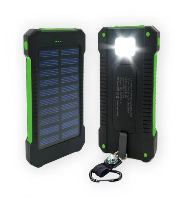 20000mAh Solar Power Bank 2 USB Port Charger Office Batch Batch مع صندوق البيع بالتجزئة لـ Xiaomi Samsung Comphone3110608