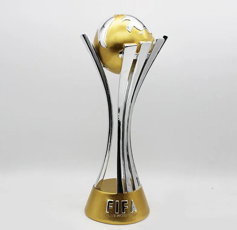 Trophée du monde du Club en résine plaqué or et argent, coupe artisanale de football, Fans de football pour Collections et souvenirs, taille 41.5cm