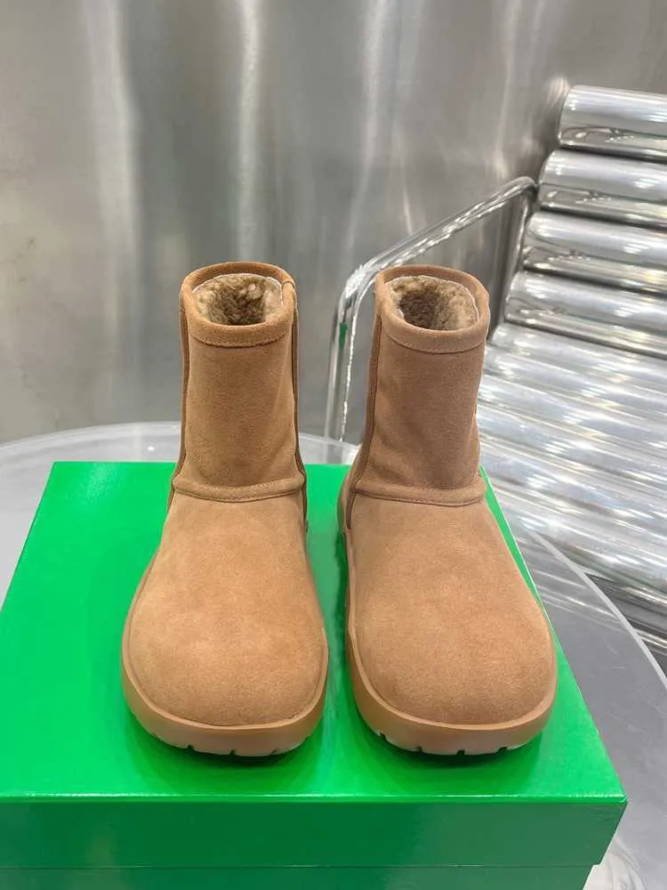 Botteg Venets Snap Snow Boots ANN Genuine Fur Piece Plush Thickened Waterproof Cotton ShoesQQ