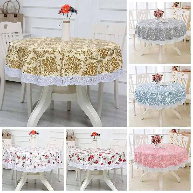 Table Cloth Thickened Round Tablecloth Plastic PVC Waterproof Oil Proof Easy Clean Cover Home Kitchen Living Room