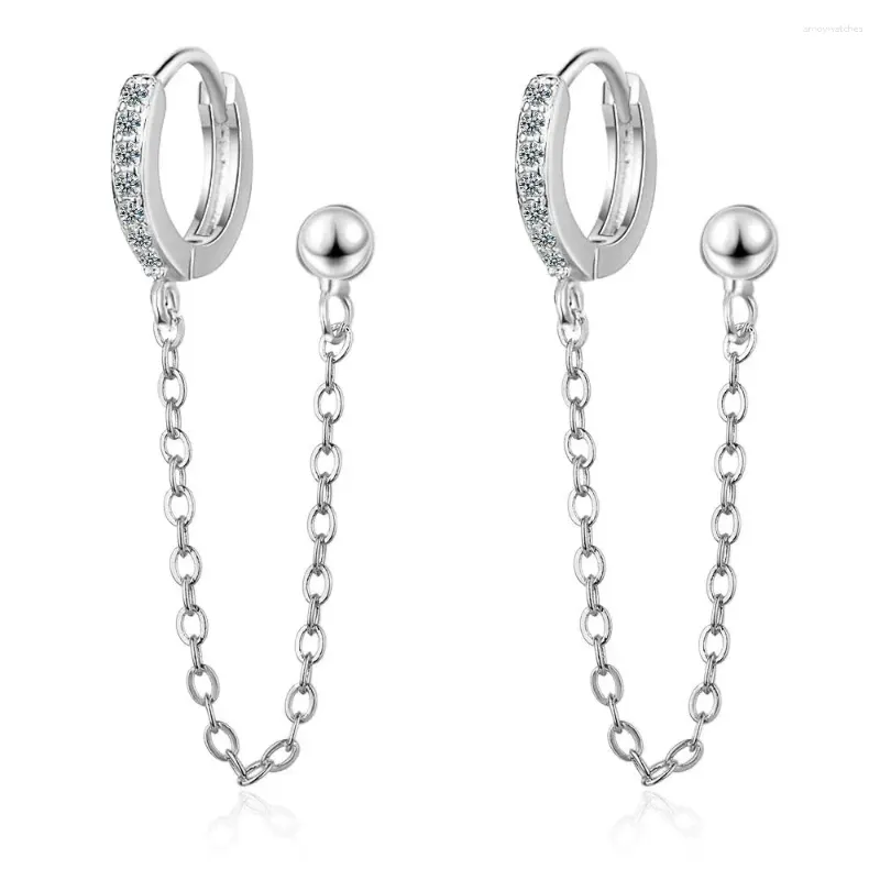 Hoop Ohrringe 925 Sterling Silber 1PC Doppel Ohr Loch Kubischen Zirkon Ohrring Schmuck Für Frauen Party Geschenk Pendientes Mujer moda