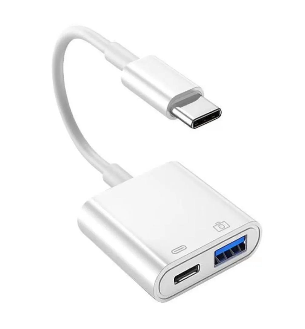 Adaptateurs de caméra multifonctions 2 en 1 TypeC vers USB 30, adaptateur OTG mâle vers femelle avec port de chargement 4065584