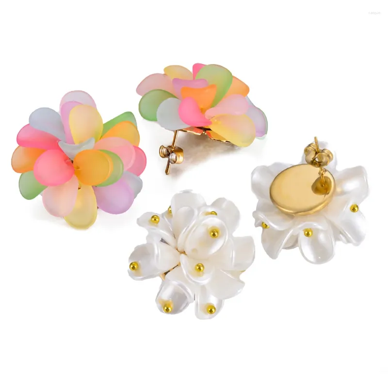 Boucles d'oreilles femmes fleur multicolore acrylique fleurs camélia tempérament bijoux pour filles fête Brincos vente en gros