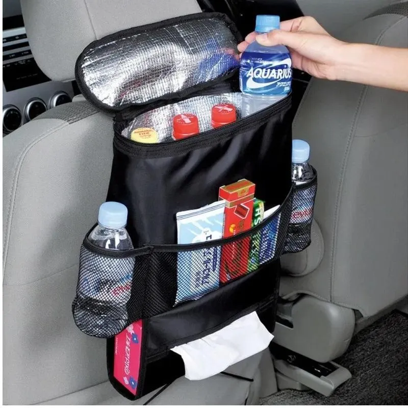 Organizer Auto Auto Voertuigstoel Stoel Terug Opvouwbare Organizer Punch Multipocket Houder Hangende reisopslag Koeler en geïsoleerde tas