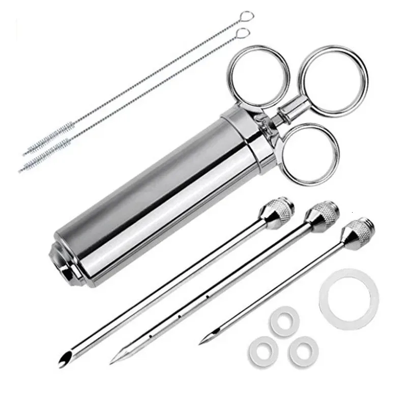 Kit d'injecteur d'assaisonnement de viande de Marinade, injecteurs de dinde, seringue de cuisson BBQ en acier inoxydable avec 3 aiguilles 240103