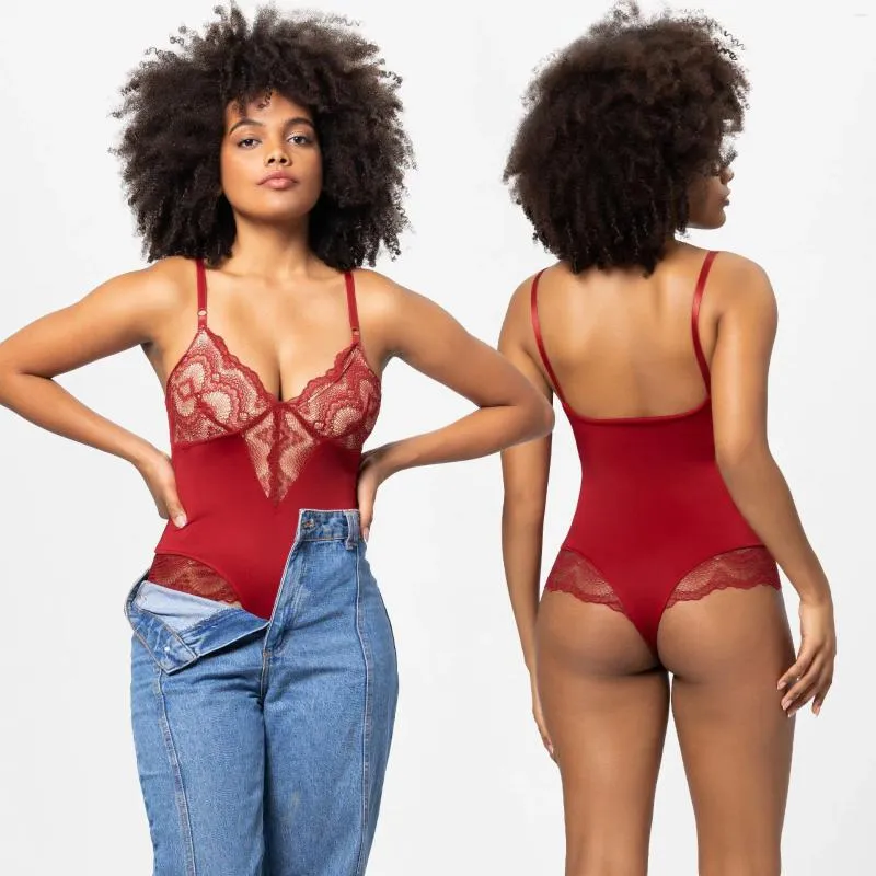 Kvinnors shapers kvinnor sexiga djup-v damer jumpsuit spets sömlös bodysuit formkläder kvinna suggestiv underkläder underkläder