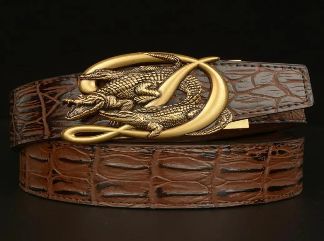 Ceintures Crocodile Alligator ceinture pour hommes bracelet de luxe boucle automatique peau de vache en cuir véritable 2022 concepteur de haute qualité décontracté Fas3746936