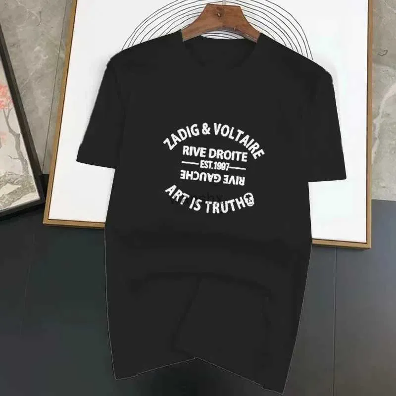 Erkek Tişörtler V-Voltaire Zadigs Erkekler T-Shirt Pamuk Yüksek Kaliteli Mektup Baskı Ovesize Kısa Kollu Kadınlar Yaz Moda Tees Gömlek Topsl240104