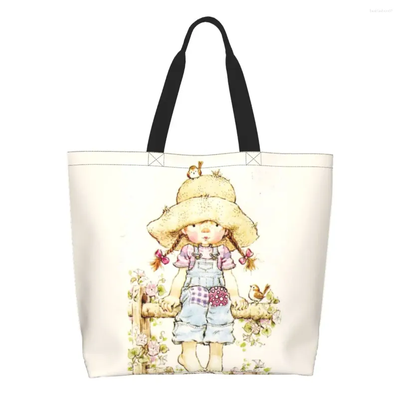 Boodschappentassen Grappige afdrukken Sarah Kay Tote Recycling Canvas Shopper Schouder Cartoon handtas