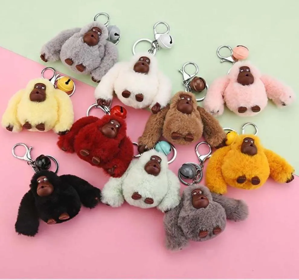 Keychains Explosive Soft Plush Monkey Gorilla Doll Keychain Pompom y Key Chain Couple Student Bag Pendant5403369