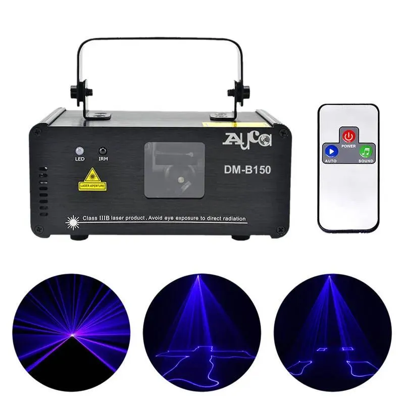 Effekter Mini Portable 8 CH DMX 150MW Blue Laser Scanner Effect Stage Lighting DJ Party Club Show LED Projectorlights Lantern