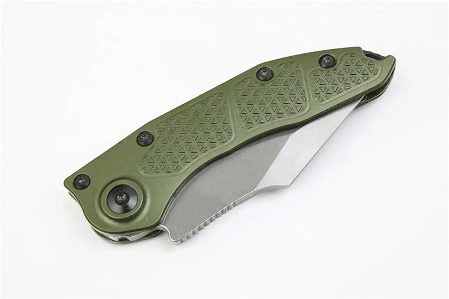 New Arrival Stitch-A Auto Tactical Folding Knife D2 Stone Wash Blade Green T6061 Handle Outdoor EDC Pocket Knives EDC Gear