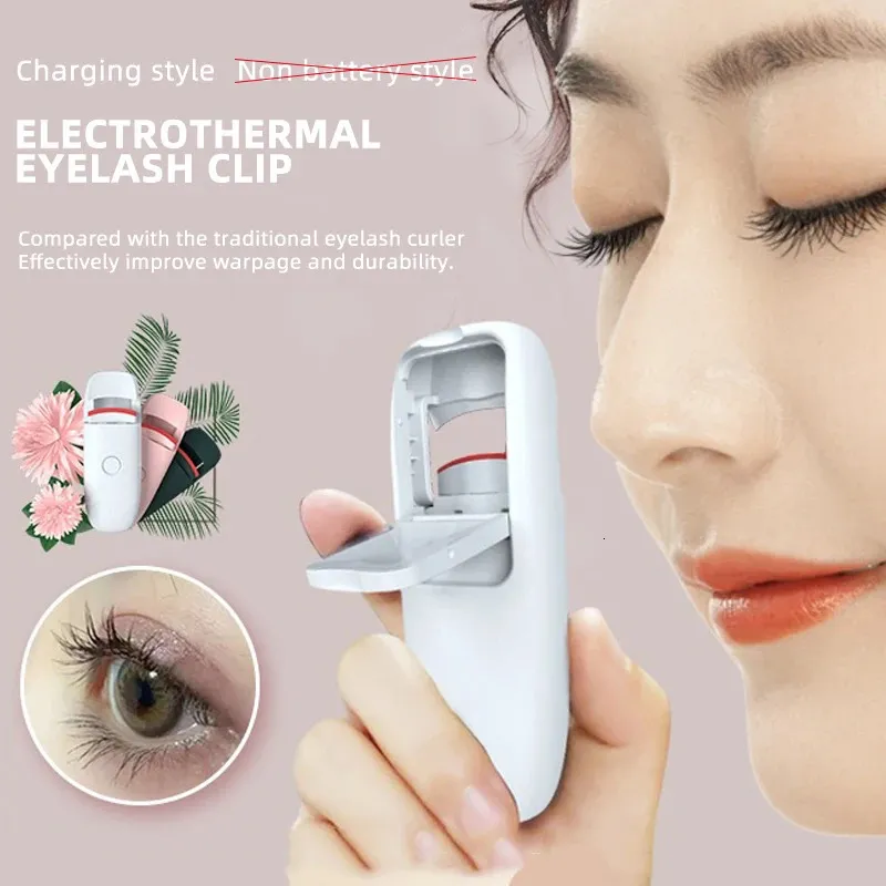 Heating Eyelash Clip Portable Handheld Electric Heated Eyelash Curler Long Lasting Eye Lash Perm Home Rechargeable Makeup Tools 240104