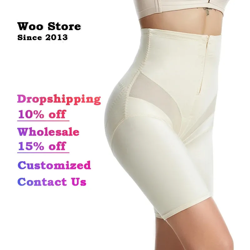 Woo loja cintura alta shaper shorts barriga controle calcinha malha emenda shapewear emagrecimento roupa interior calcinha shapers WSSS-50 240103