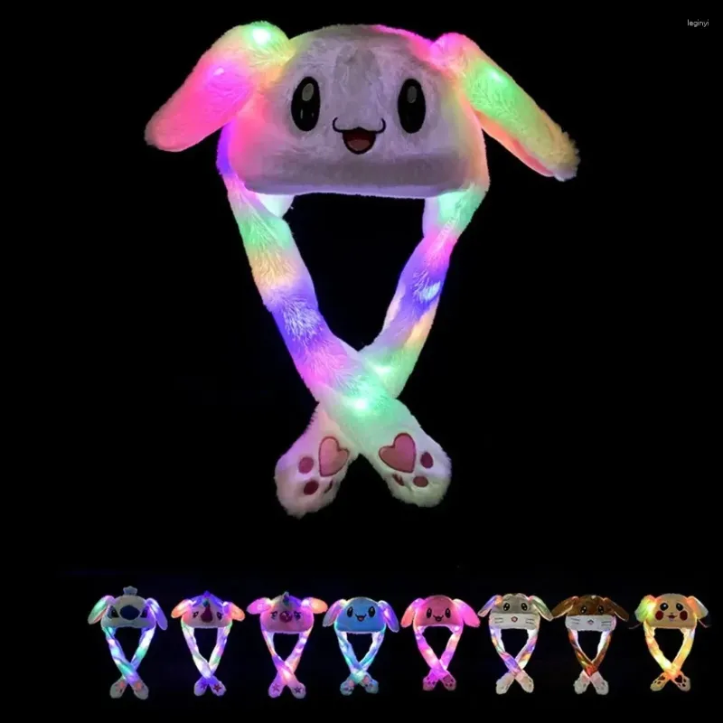 Party Supplies Japanese Anime Hat Glowing Plush Ear Moving Jumping Ears Popping Up When Pressing The Paws Cute Animal Cosplay Hats