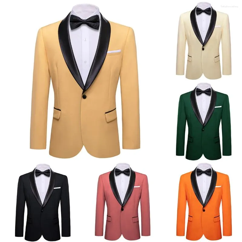 Men's Suits Luxury Blazer For Men Silk Black Green Solid Gold Beige Pink Orange Groom Suit Jacket Casual Formal Tops Barry.Wang