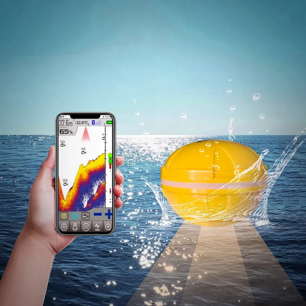 Wireless Fish Finder Depth Echo Sounder Dual Frequency Sonar Alarm Transducer Fishfinder IOS Android With GPS 240104