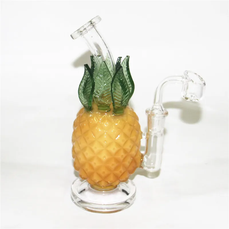 Ananas Bong Shisa Einzigartige große Glasbongs 5 mm Kopfy gelbgrüne Farben Recycler DAB Rig Bubbler Perc Torus Wasserrohre Dicke Öl Rigs mit Schüssel