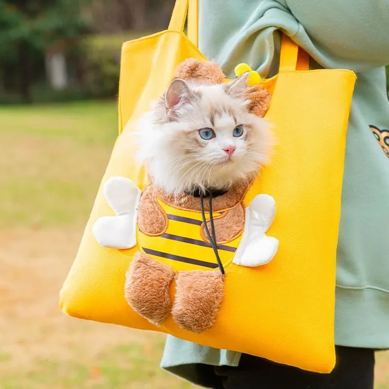 Pet Cat Torba Śliczna małe płótno płótno otwartą torbę na ramię Mała i średniej wielkości torebka pies PET Out Out Travel Plecak 240103