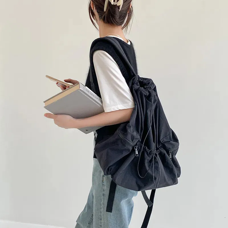 Fashion Ruched Drawstring Backpacks For Women Aesthetic 