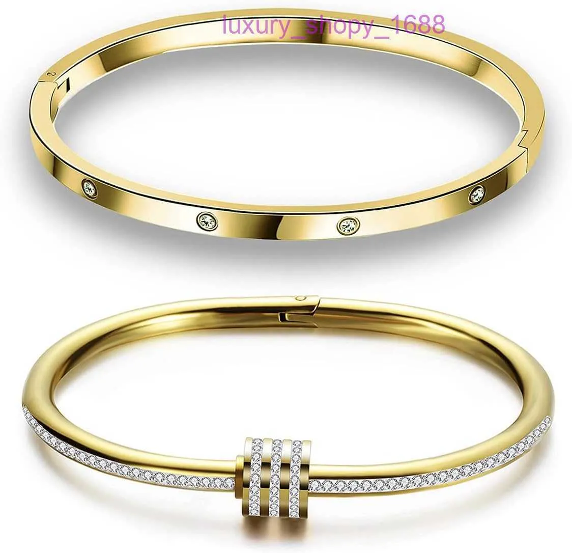 High Quality Car tiress 18k Gold Holiday Gift Bracelet Jewelry YUWINICER Womens Plated Friendship Personality Stackable Stainless Steel Have Original Box