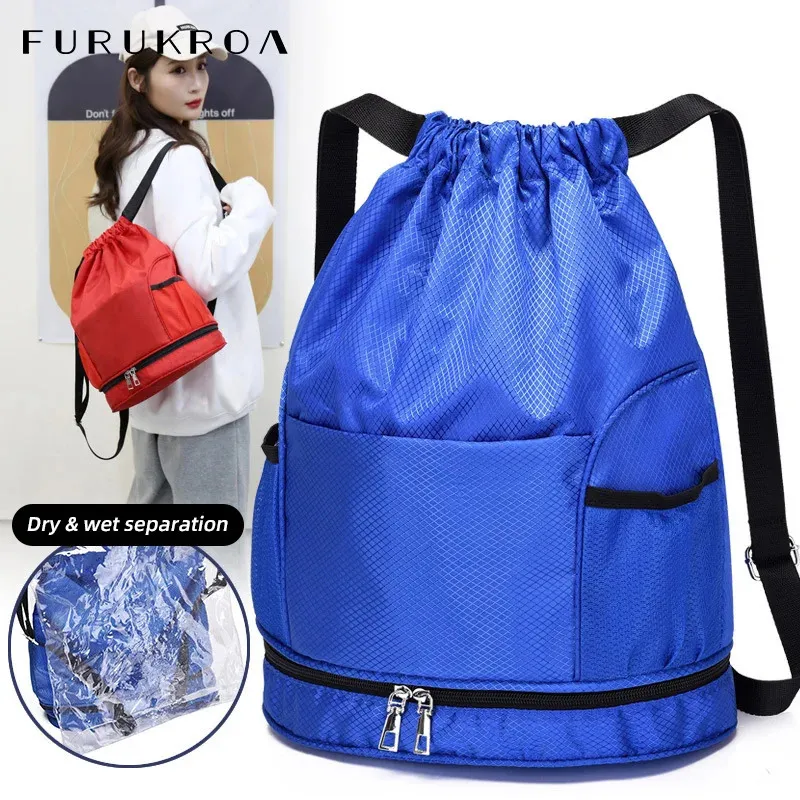 Sports Shoes Backpack Soccer Drawstring Gym Bag Yoga Hiking Ultralight Children School Swimming Mochila Fitness Rucksack XA102B 240104