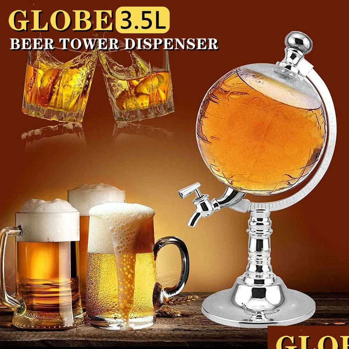 Vingglasögon 35L Globe Beer Tower Dispenser Gun Gas Stations Alcohol Drink Water Beverage Liquor Bar Tools 230621 Drop Delivery Home DHLW0